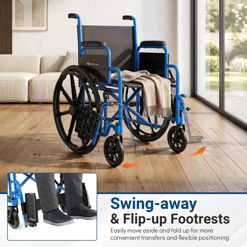 Load image into Gallery viewer, Goplus Lightweight Folding Wheelchair for Adults w/Swing-Away Footrest &amp; Desk Arm
