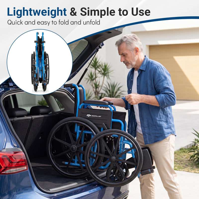 Load image into Gallery viewer, Goplus Lightweight Folding Wheelchair for Adults w/Swing-Away Footrest &amp; Desk Arm
