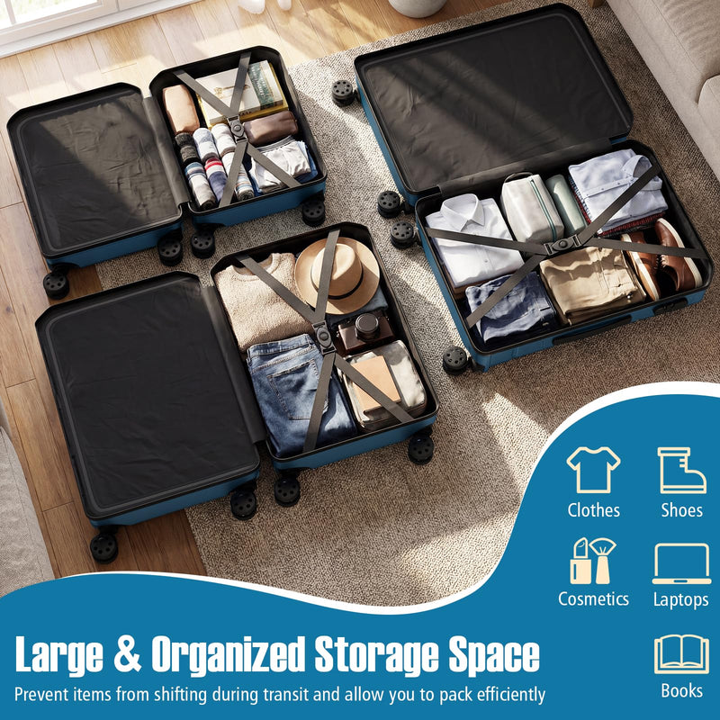 Load image into Gallery viewer, Goplus 20/24/28 Inch Lightweight Hardshell Suitcases with 360° Spinner Wheels(3 Piece Cross Stripe)
