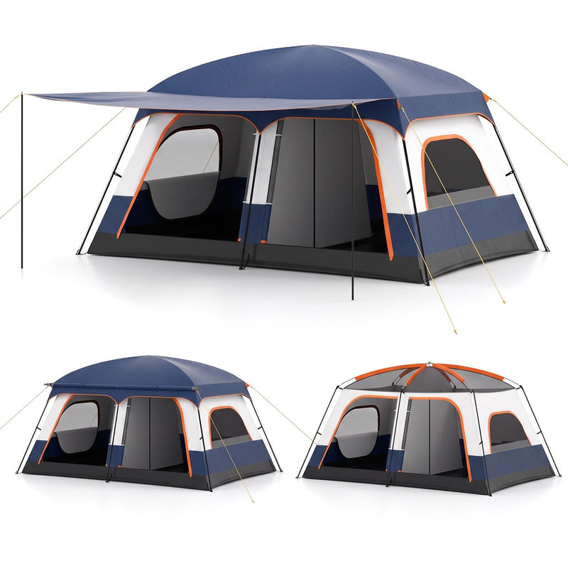 Load image into Gallery viewer, Goplus Camping Tent with Porch &amp; 2 Rooms for Backpacking Hiking &amp; Camping
