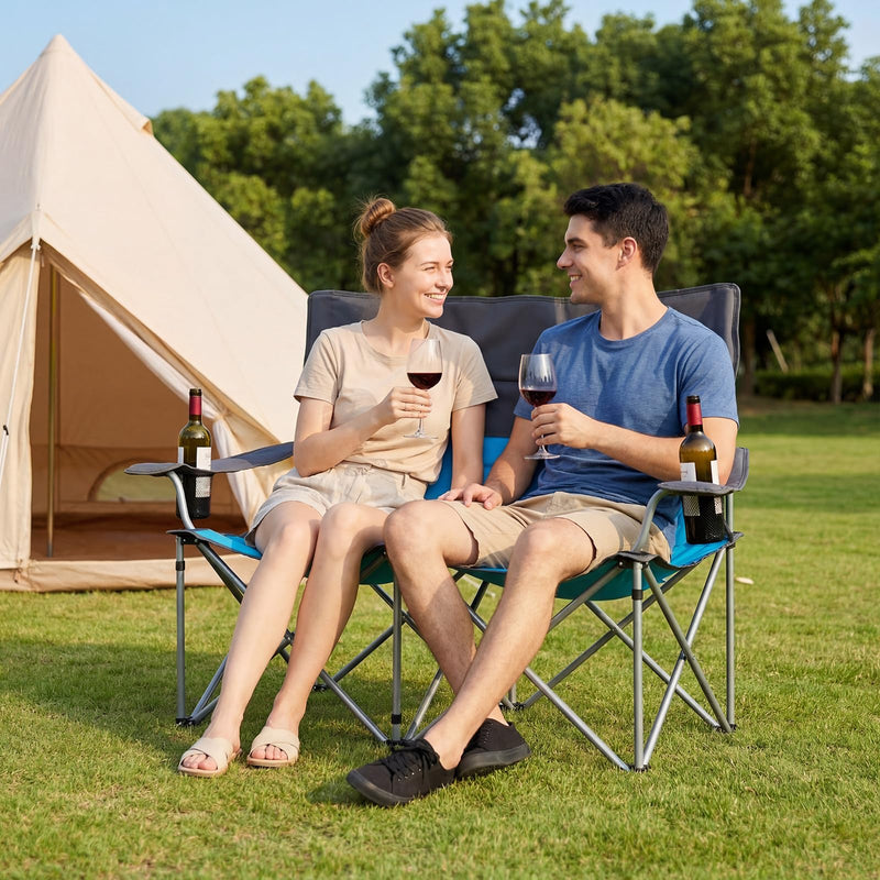 Load image into Gallery viewer, Goplus Double Camping Chair Folding Camping Couch
