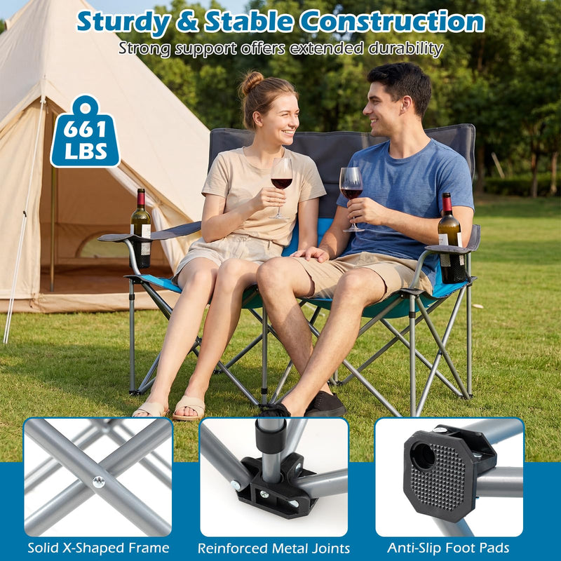 Load image into Gallery viewer, Goplus Double Camping Chair Folding Camping Couch
