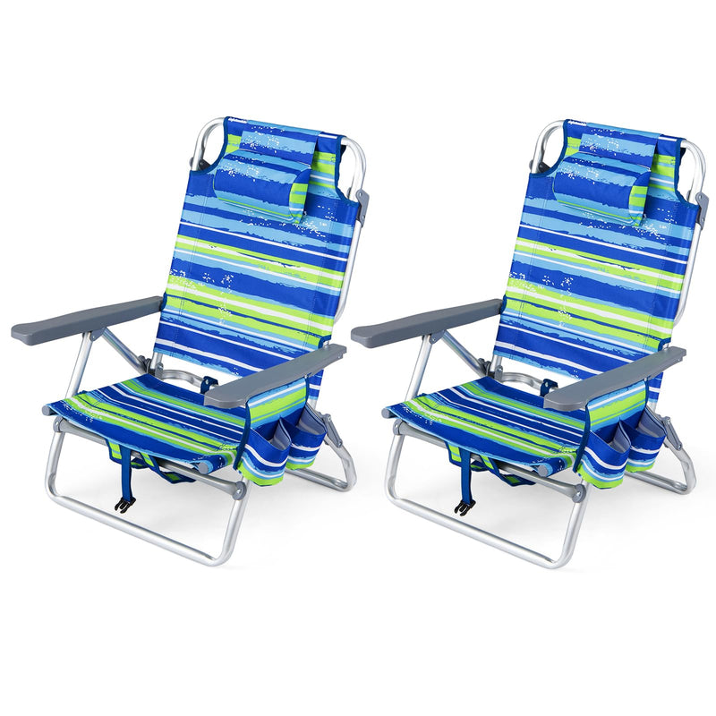 Load image into Gallery viewer, Goplus Beach Chairs Portable Folding Backpack Recliners(2/4)
