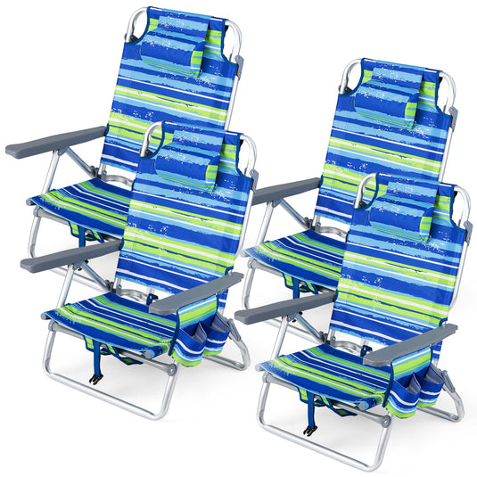 Goplus Beach Chairs Portable Folding Backpack Recliners(2/4)