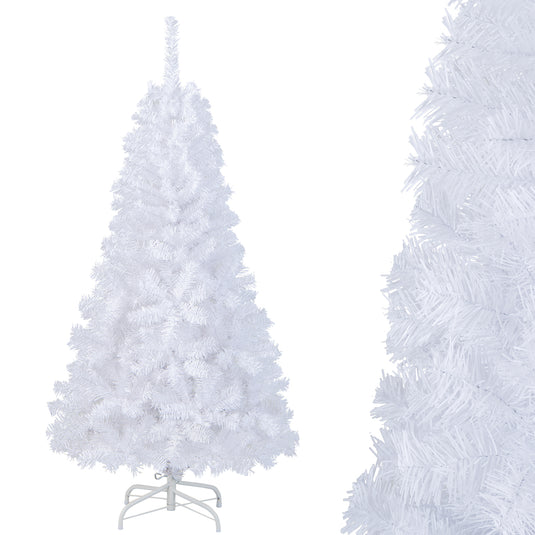 White Christmas Tree with Solid Metal Legs Perfect for Holiday Indoor and Outdoor Decoration