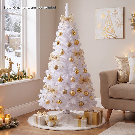 White Christmas Tree with Solid Metal Legs Perfect for Holiday Indoor and Outdoor Decoration