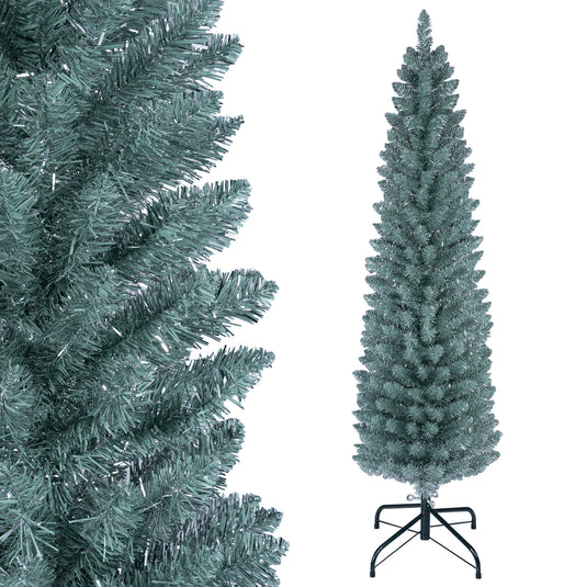 Goplus 5ft/6ft/7ft/8ft Artificial Pencil Christmas Tree | Skinny Decoration Tree for Home Office Shop Small Space
