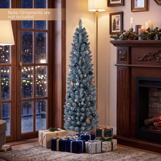 Goplus 5ft/6ft/7ft/8ft Artificial Pencil Christmas Tree | Skinny Decoration Tree for Home Office Shop Small Space