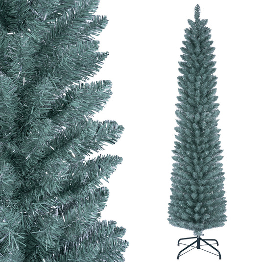 Goplus 5ft/6ft/7ft/8ft Artificial Pencil Christmas Tree | Skinny Decoration Tree for Home Office Shop Small Space