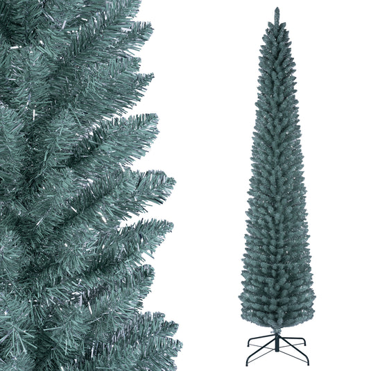 Goplus 5ft/6ft/7ft/8ft Artificial Pencil Christmas Tree | Skinny Decoration Tree for Home Office Shop Small Space