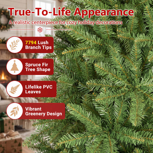 Goplus 12ft Artificial Spruce Fir Christmas Tree with 7794 Full Branch Tips