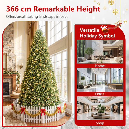 Goplus 12ft Artificial Spruce Fir Christmas Tree with 7794 Full Branch Tips