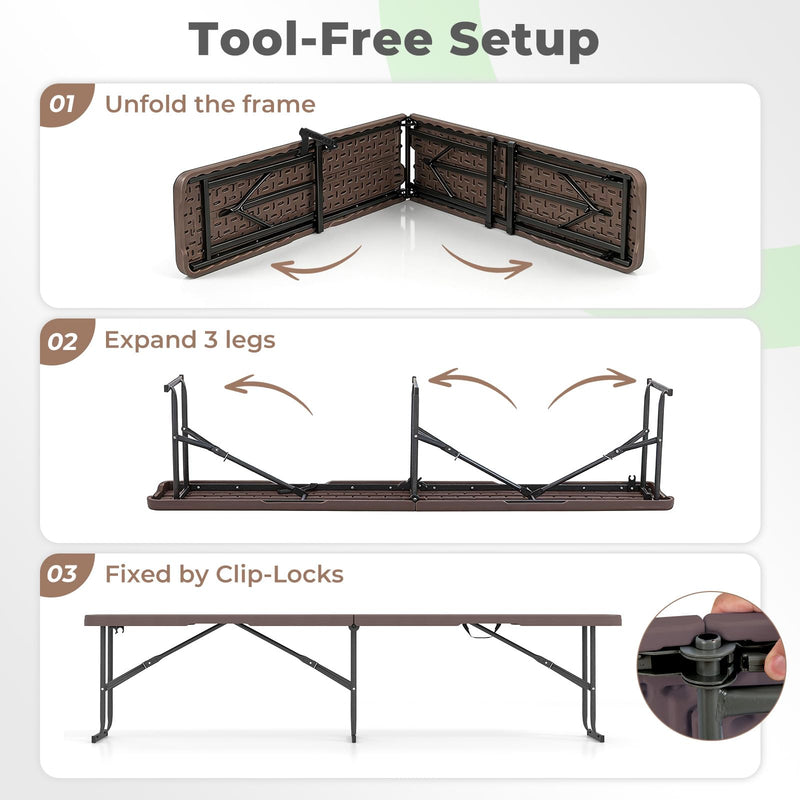 Load image into Gallery viewer, Goplus 6FT Folding Bench Plastic Portable Bench w/Carrying Handle
