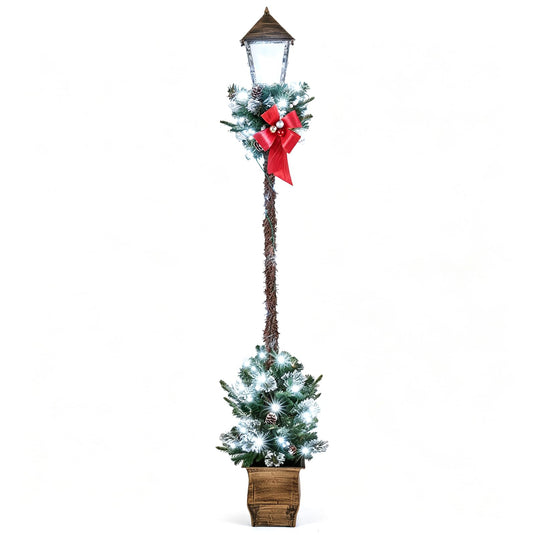 Goplus 6.1 FT Christmas Pre-lit Street Lamp | Holiday Lamp Post w/LED Lights