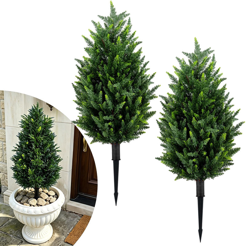 Load image into Gallery viewer, Goplus 2 Pack Artificial Lavender/Cypress Topiary Trees with Ground Spikes
