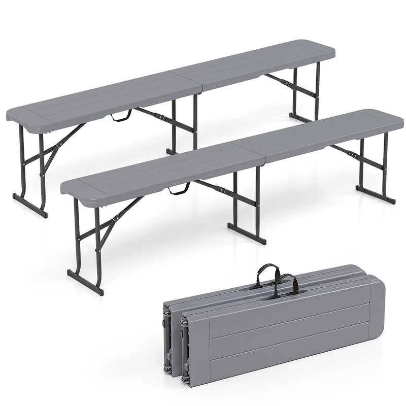 Load image into Gallery viewer, Goplus 6FT Folding Bench Plastic Portable Bench w/Carrying Handle
