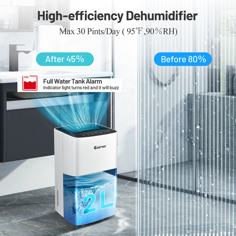 Load image into Gallery viewer, 1500 Sq. Ft Portable 30 Pints, Dehumidifier with 3 Modes, 2 Speeds, 24H Timer, 0.5 Gallon Water Tank
