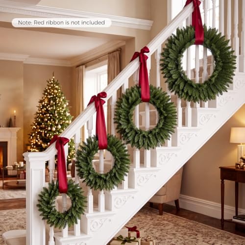 Goplus 6 PCS Nesting Christmas Wreaths Set with sizes 30" 24" 20" 18" 16" 14"