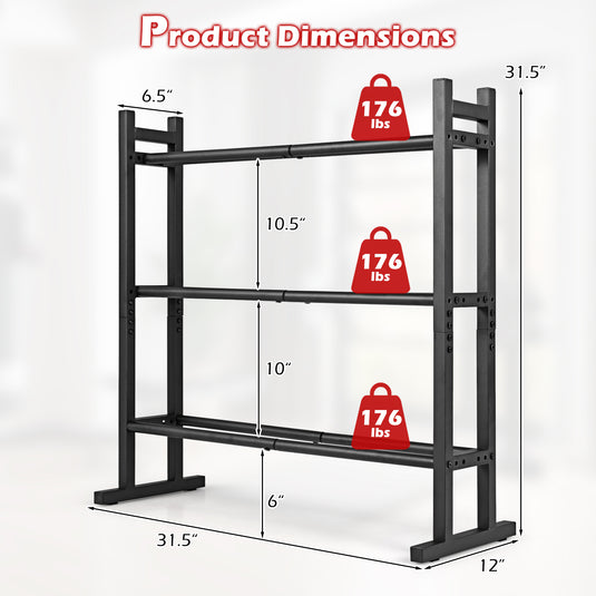 Goplus 3-Tier Dumbbell Rack 529LB Capacity Heavy-Duty Adjustable Weight Rack