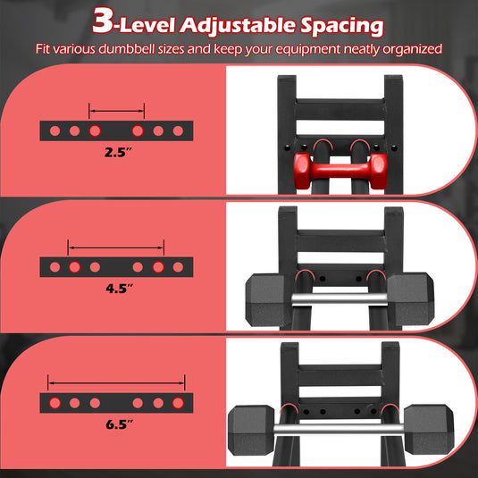 Goplus 3-Tier Dumbbell Rack 529LB Capacity Heavy-Duty Adjustable Weight Rack