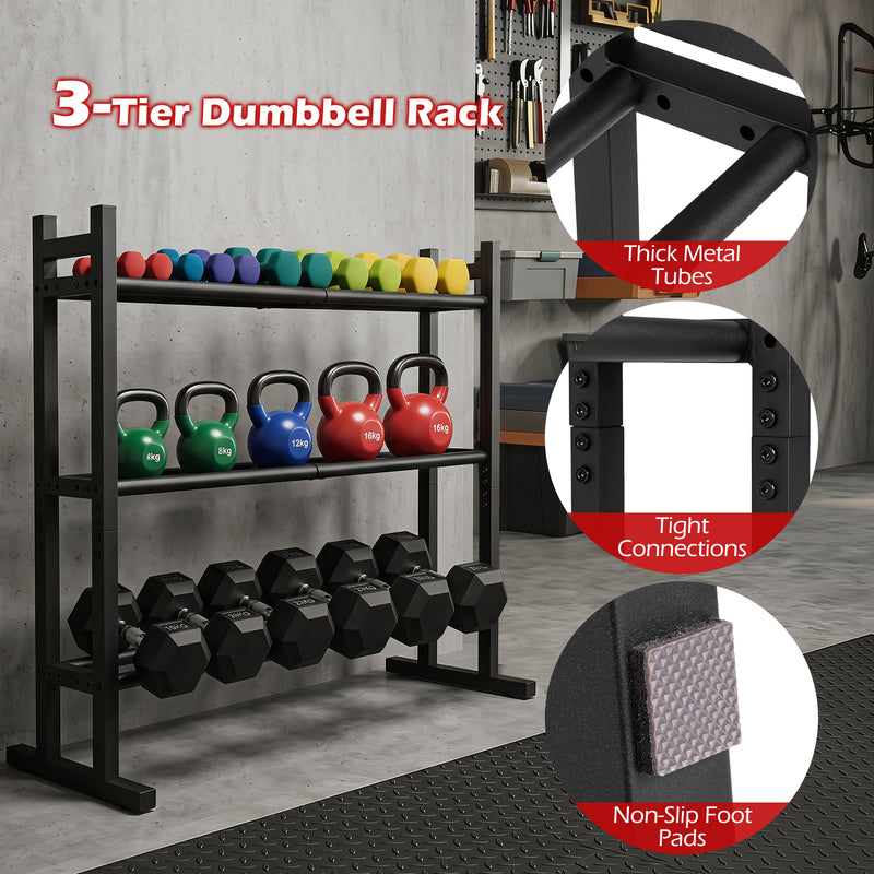 Load image into Gallery viewer, Goplus 3-Tier Dumbbell Rack 529LB Capacity Heavy-Duty Adjustable Weight Rack
