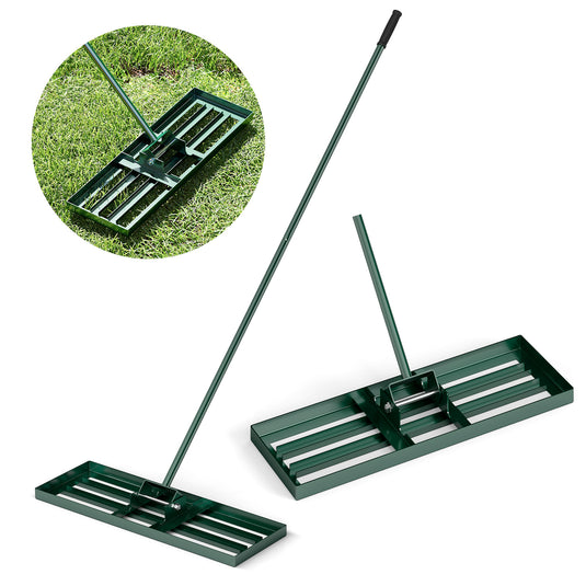 Goplus Lawn Leveling Rake, Heavy Duty Level Lawn Tool w/ Ergonomic Handle for Soil