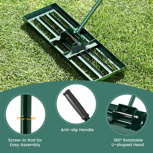 Goplus Lawn Leveling Rake, Heavy Duty Level Lawn Tool w/ Ergonomic Handle for Soil