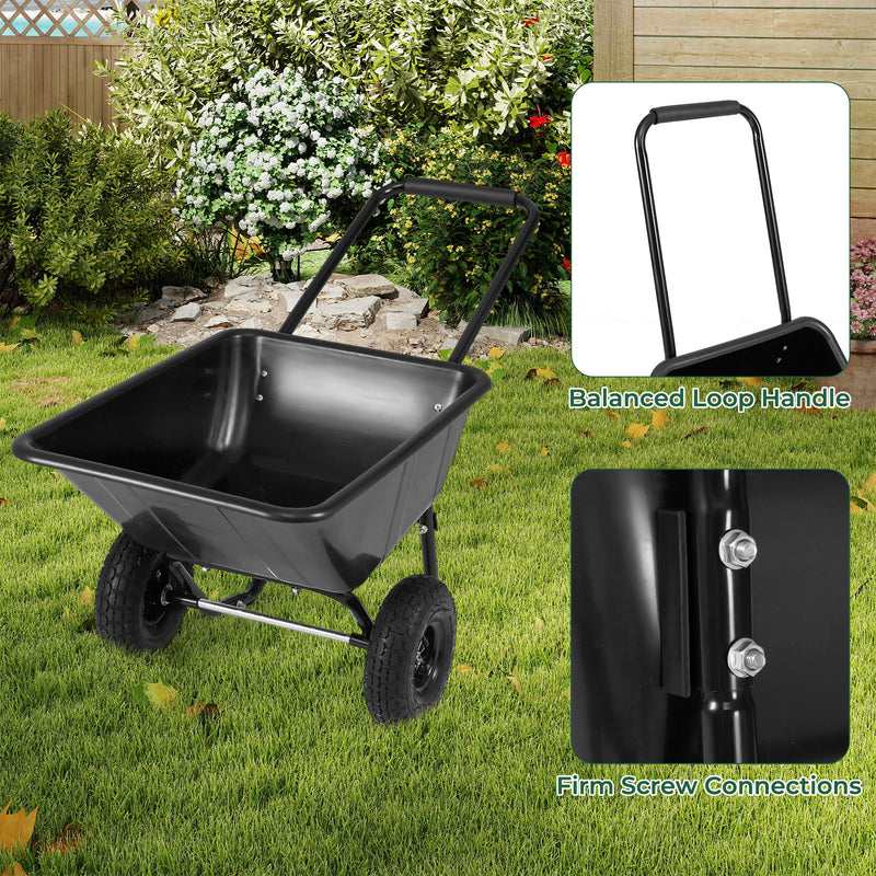 Load image into Gallery viewer, Goplus Dual-Wheel Wheelbarrow, Heavy-Duty Garden Utility Cart w/Pneumatic Tires, 330LBS Capacity
