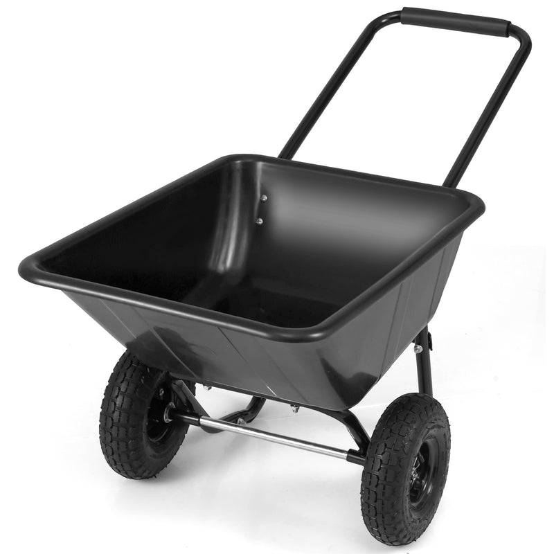 Load image into Gallery viewer, Goplus Dual-Wheel Wheelbarrow, Heavy-Duty Garden Utility Cart w/Pneumatic Tires, 330LBS Capacity

