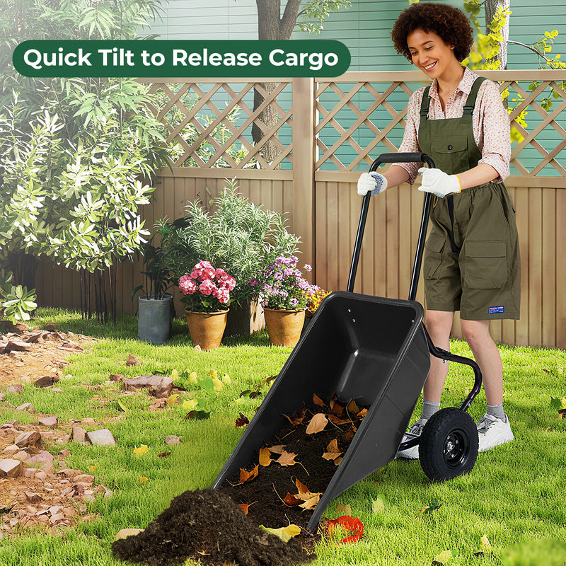 Load image into Gallery viewer, Goplus Dual-Wheel Wheelbarrow, Heavy-Duty Garden Utility Cart w/Pneumatic Tires, 330LBS Capacity
