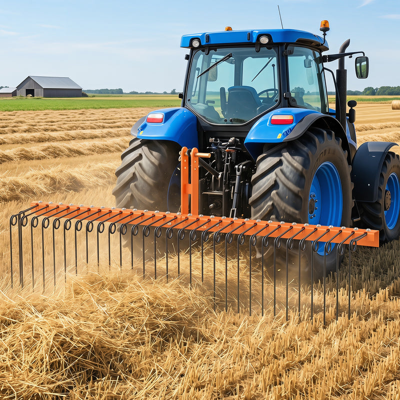 Load image into Gallery viewer, Goplus 72" Pine Straw Rake Tow Behind Landscape Rake with 30 Metal Coil Tines

