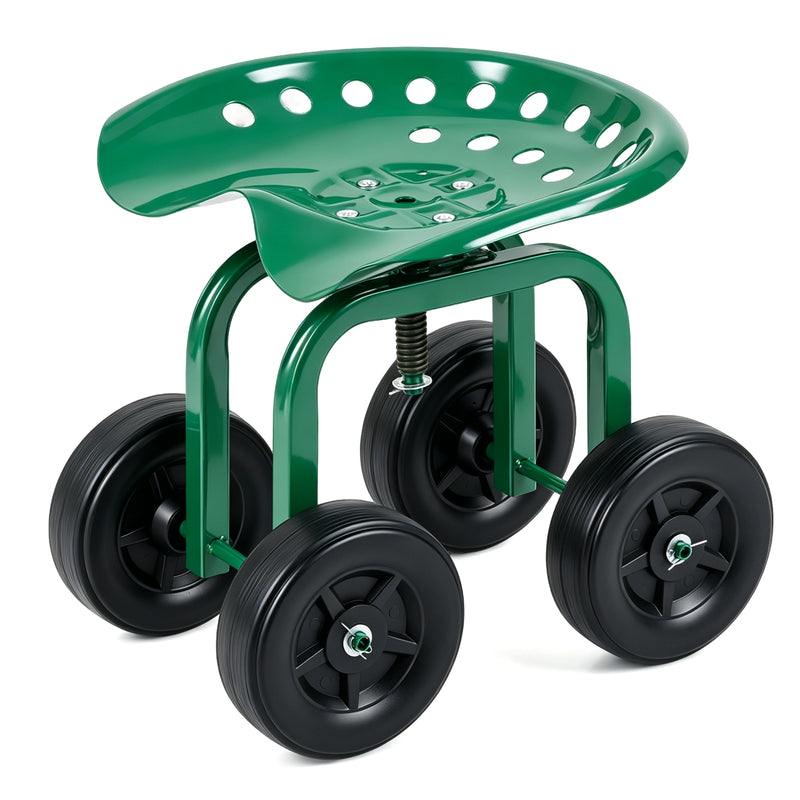 Load image into Gallery viewer, Goplus Garden Cart with Wheels, Utility Stool Cart w/Adjustable 360 Degree Swivel Seat
