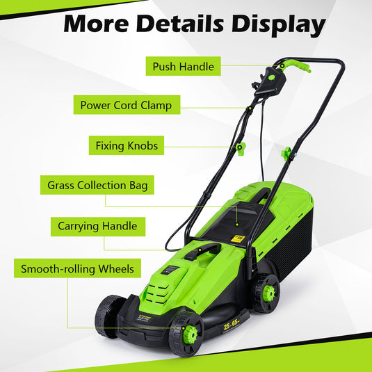 Goplus Electric Lawn Mower, 2-in-1 Versatile Corded Lawn Mower, 10 AMP Motor, 13" Cutting Deck