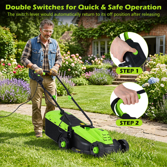 Goplus Electric Lawn Mower, 2-in-1 Versatile Corded Lawn Mower, 10 AMP Motor, 13" Cutting Deck