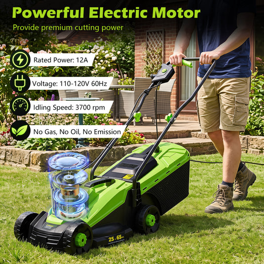Goplus Electric Lawn Mower, 2-in-1 Versatile Corded Lawn Mower, 10 AMP Motor, 13" Cutting Deck