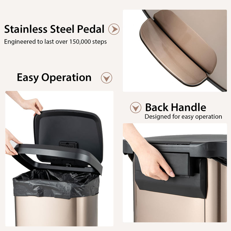 Load image into Gallery viewer, Goplus 13 Gallon/50 L Stainless Steel Trash Can w/Soft-Close Lid, Foot Pedal &amp; Deodorizer Compartment
