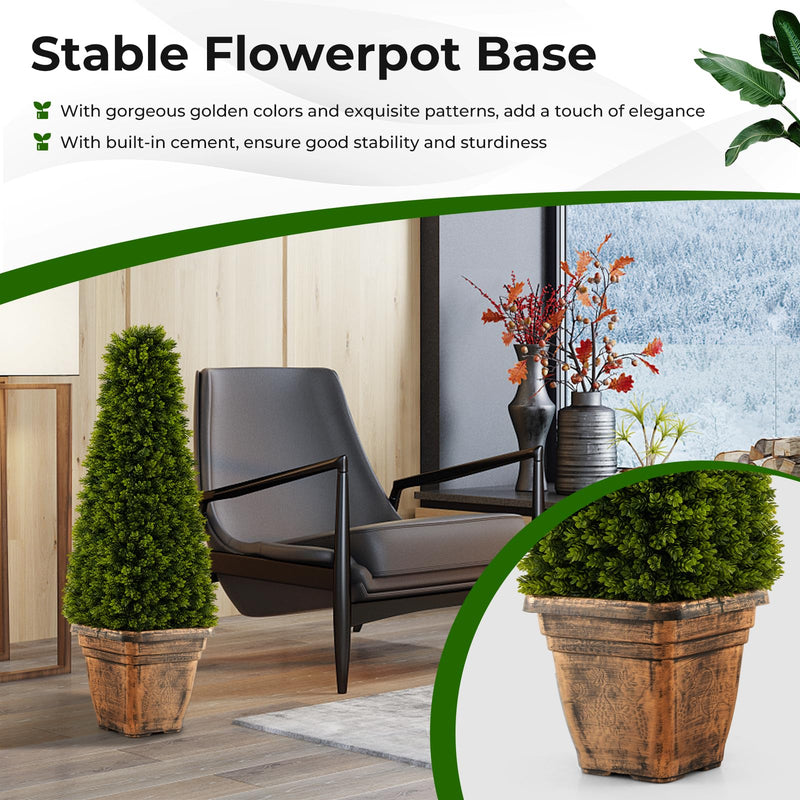Load image into Gallery viewer, Goplus 3ft Artificial Boxwood Topiary Tree

