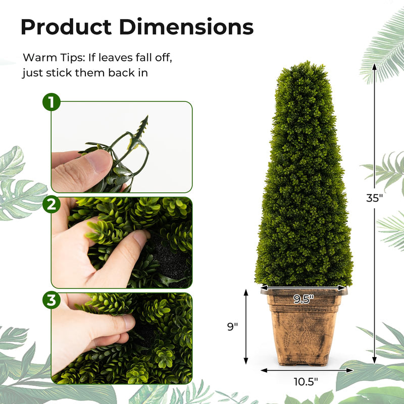 Load image into Gallery viewer, Goplus 3ft Artificial Boxwood Topiary Tree
