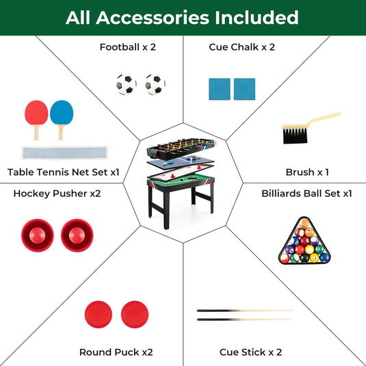 Goplus 4-in-1 Combination Game Table, Multi Game Table Set with Soccer, Air Hockey, Billiards, Table Tennis