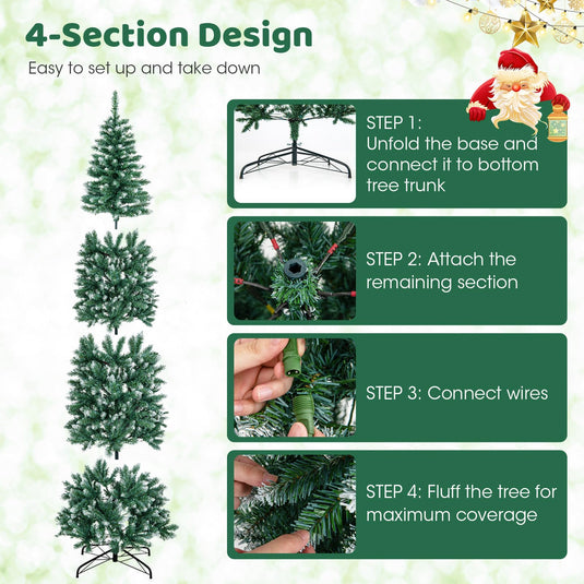 Goplus 9ft Pre-Lit Artificial Pencil Christmas Tree, Hinged Slim Xmas Tree with 500 Warm-White LED Lights