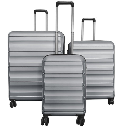 Goplus 20/24/28 Inch Lightweight Hardshell Suitcases with 360° Spinner Wheels(3 Piece Wide Cross Stripe)