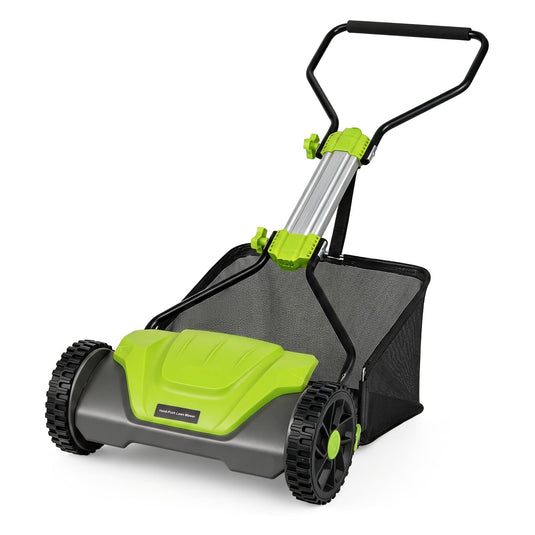 Goplus 16 Inch 5-Blade Push Reel Lawn Mower | Walk-Behind Manual Cordless Grass Cutter