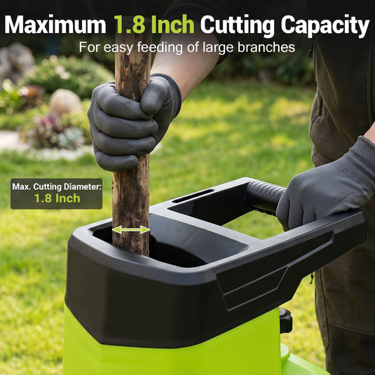 Goplus 15-Amp Electric Wood Chipper Shredder Mulcher w/1.8” Max Cutting Diameter & 50L Collection Bag