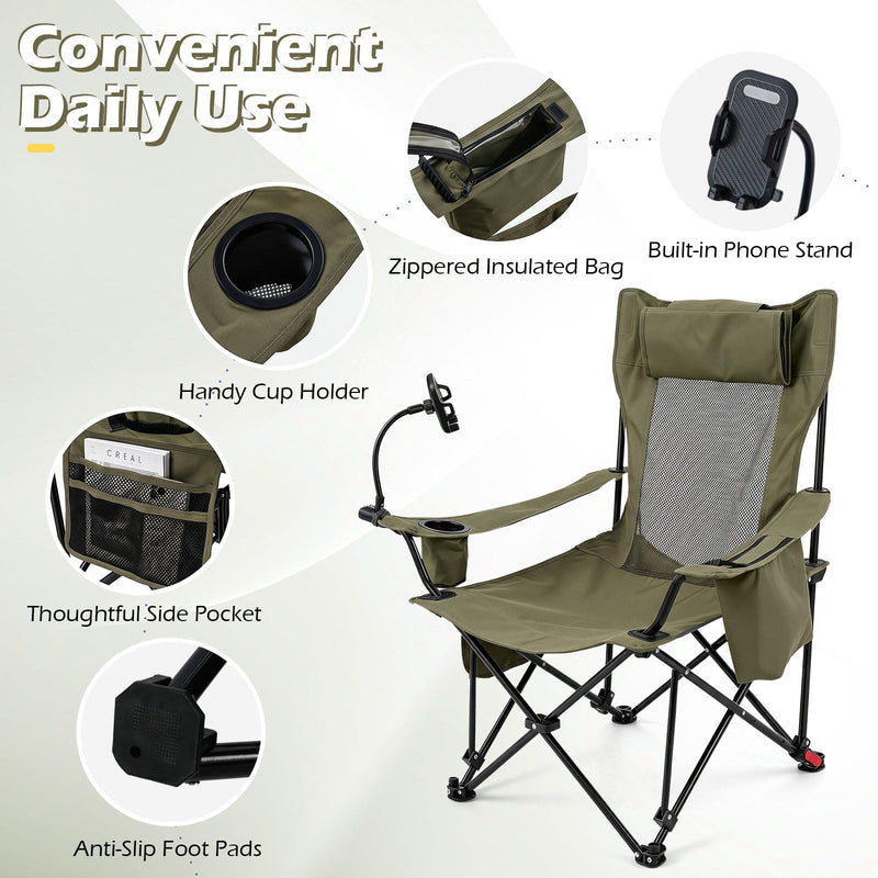 Load image into Gallery viewer, Goplus 2-in-1 Reclining Camping Chair w/Detachable Footrest &amp; 3-Level Adjustable Backrest

