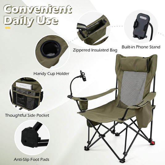 Goplus 2-in-1 Reclining Camping Chair w/Detachable Footrest & 3-Level Adjustable Backrest