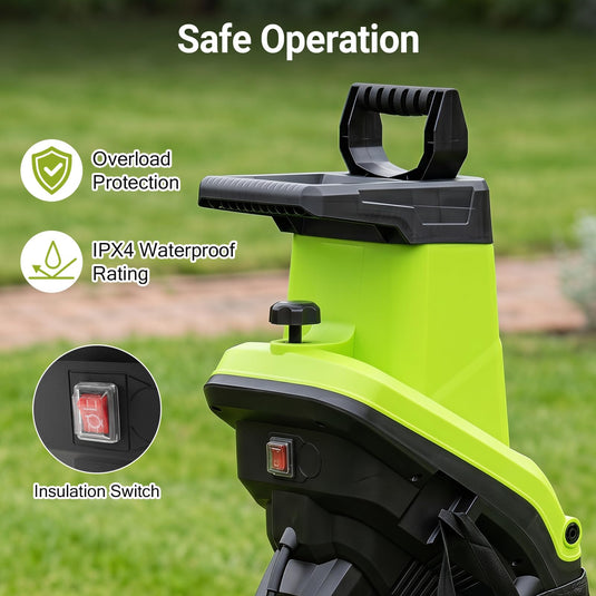 Goplus 15-Amp Electric Wood Chipper Shredder Mulcher w/1.8” Max Cutting Diameter & 50L Collection Bag