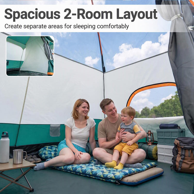 Load image into Gallery viewer, Goplus Camping Tent with Porch &amp; 2 Rooms for Backpacking Hiking &amp; Camping
