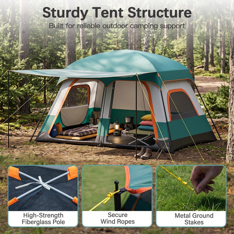 Load image into Gallery viewer, Goplus Camping Tent with Porch &amp; 2 Rooms for Backpacking Hiking &amp; Camping
