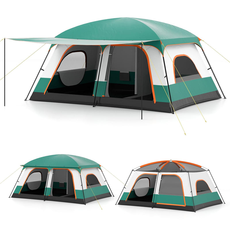 Load image into Gallery viewer, Goplus Camping Tent with Porch &amp; 2 Rooms for Backpacking Hiking &amp; Camping
