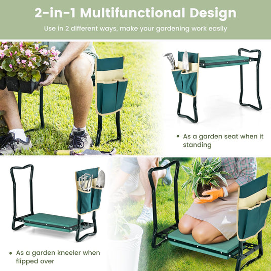 Folding Garden Kneeler Bench Heavy Duty Gardener Kneeling Pad Cushion